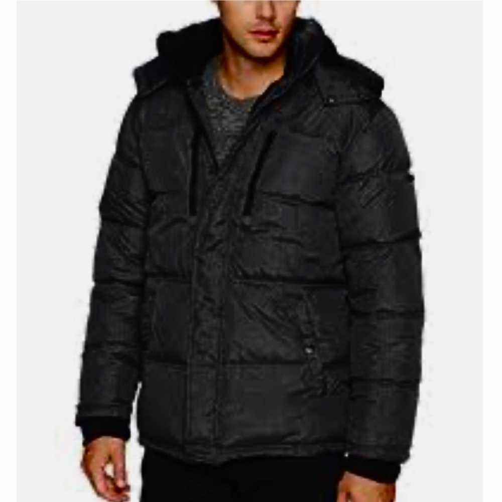 English Laundry Black Puffer Hooded Jacket NWT
